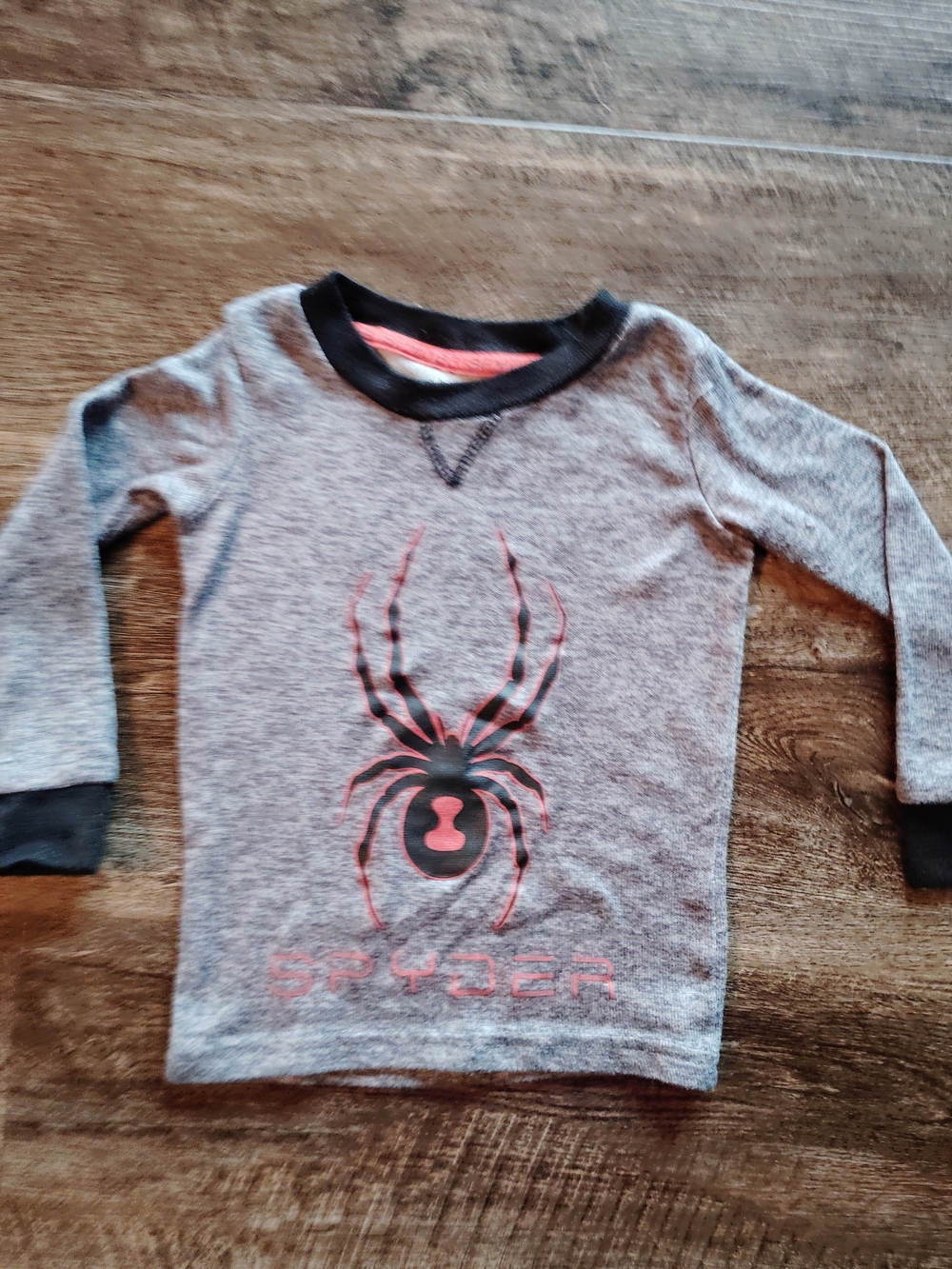 Kids Gray Long-Sleeve Top with Spider Graphic